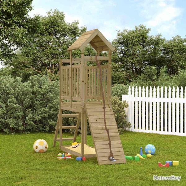 Maisonnette de jeu avec mur d'escalade bois de pin impr�gn�