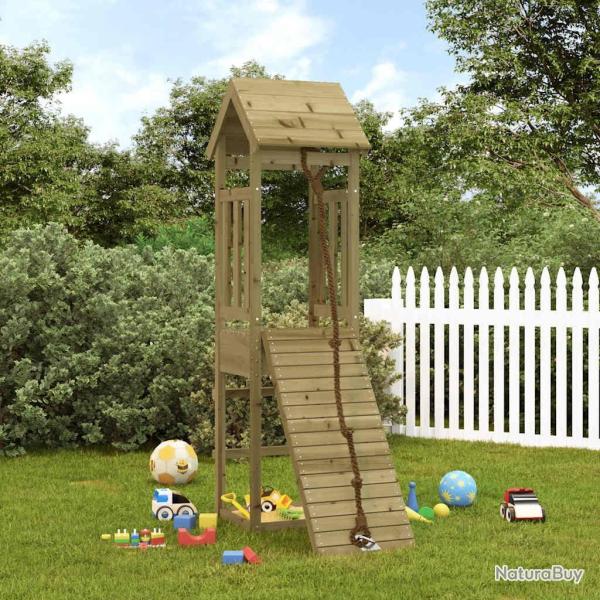 Maisonnette de jeu avec mur d'escalade bois de pin impr�gn�