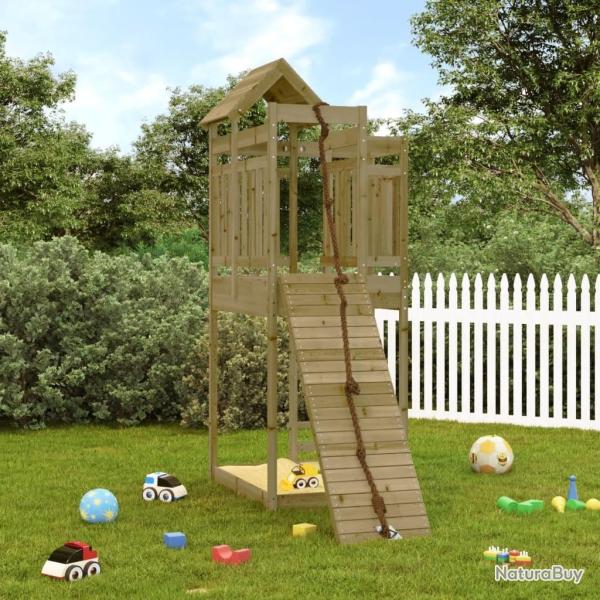Maisonnette de jeu avec mur d'escalade bois de pin impr�gn�