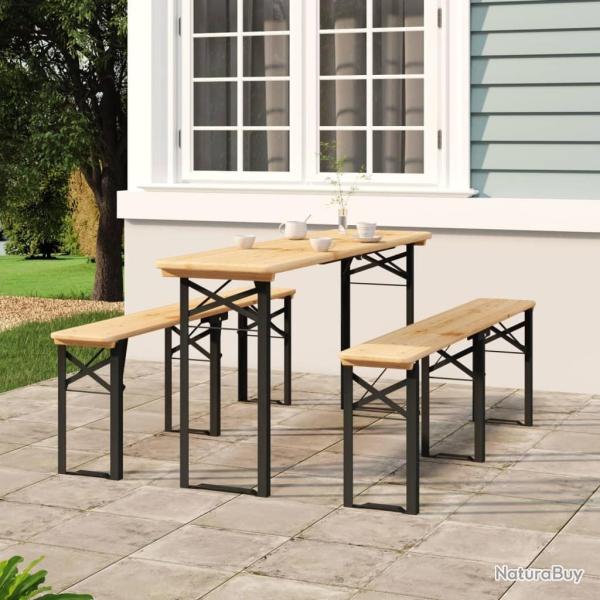 tables � bi�re pliantes 3 pcs bois massif de sapin