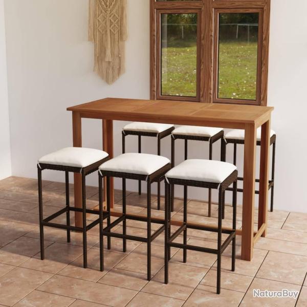 bar de jardin avec coussins 7 pcs Marron alsavelo
