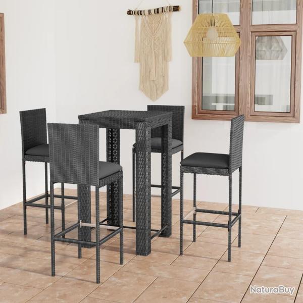 bar d'ext�rieur 5 pcs coussins R�sine tress�e Gris