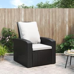 Fauteuil inclinable de jardin avec coussins noir r&eacute;sine tress&eacute;e