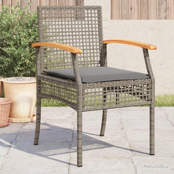 Chaises de jardin coussins lot de 4 gris r�sine tress�e acacia