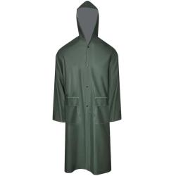 Manteau de pluie long imperm&eacute;able r&eacute;sistant &agrave; capuche vert