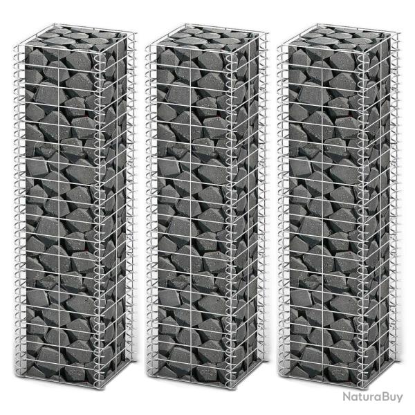 Jeu de panier de gabion 3 pcs Fil galvanis� 25x25x100 cm alsavelo