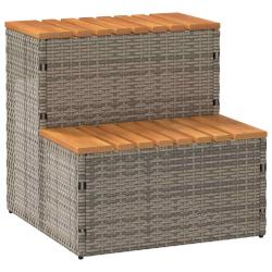Marche bain &agrave; remous gris 50x50x50,5cm polyrotin acacia massif