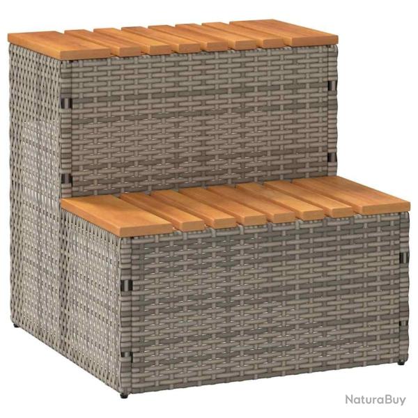 Marche bain � remous gris 50x50x50,5cm polyrotin acacia massif