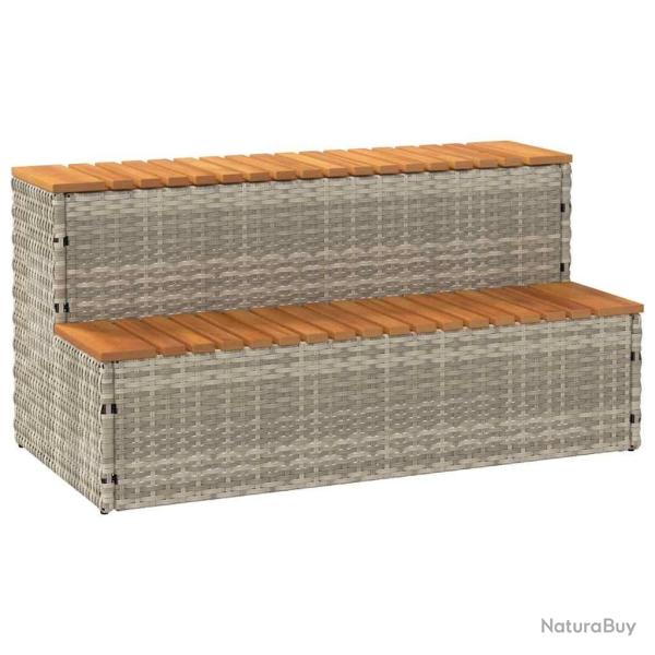 Marche bain � remous gris clair 100x50x50,5 cm acacia massif