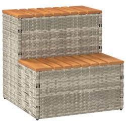 Marche bain &agrave; remous gris clair 50x50x50,5 cm acacia massif