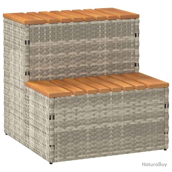 Marche bain � remous gris clair 50x50x50,5 cm acacia massif