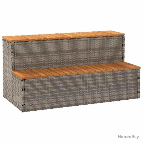 Marche bain remous gris 100x50x50,5 cm polyrotin acacia massif alsavelo