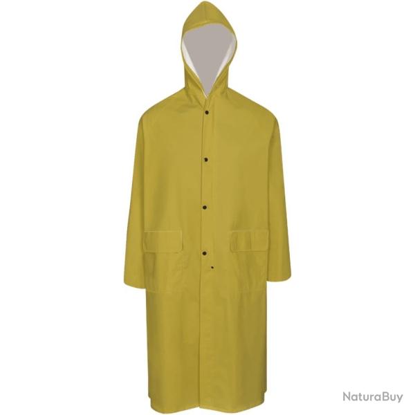 Manteau de pluie long imperm�able r�sistant � capuche jaune alsavelo