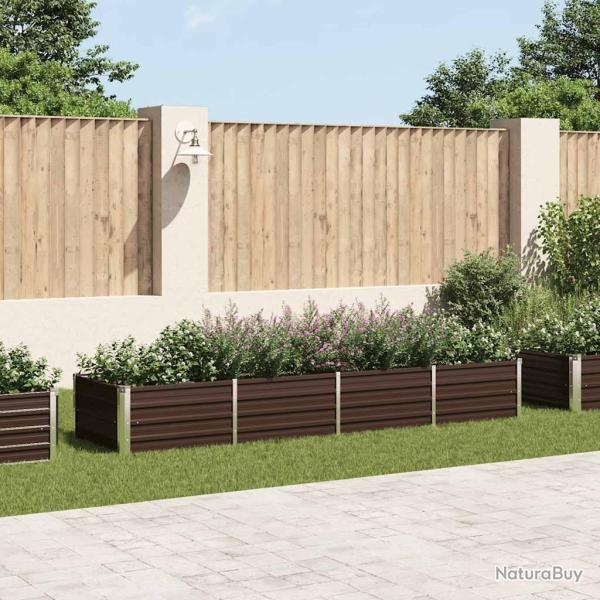 Lit sur�lev� de jardin Marron 320x80x45 cm Acier galvanis�
