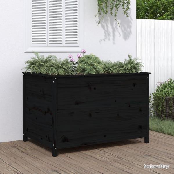 Lit sur�lev� de jardin noir 119,5x82,5x78 cm bois de pin massif