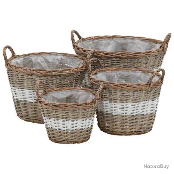 Lits sur�lev�s 4 pcs Osier avec doublure en PE