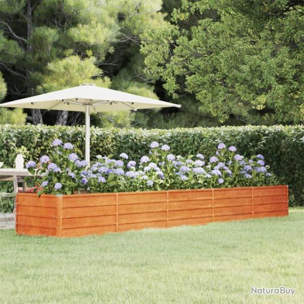 Lit sur�lev� de jardin rouill� 400x80x45 cm acier corten