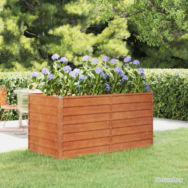 Lit sur�lev� de jardin rouill� 160x80x77 cm acier corten