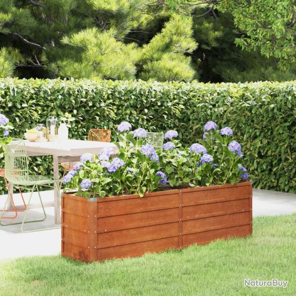 Lit sur�lev� de jardin rouill� 160x40x45 cm acier corten