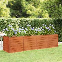 Lit sur&eacute;lev&eacute; de jardin rouill&eacute; 320x80x77 cm acier corten