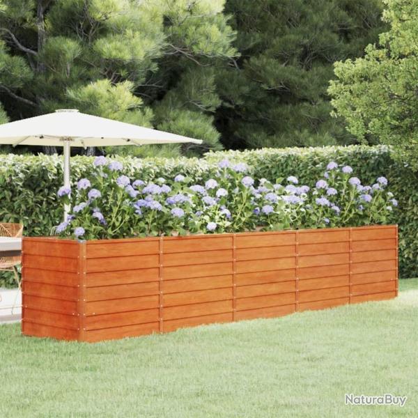 Lit sur�lev� de jardin rouill� 400x80x77 cm acier corten