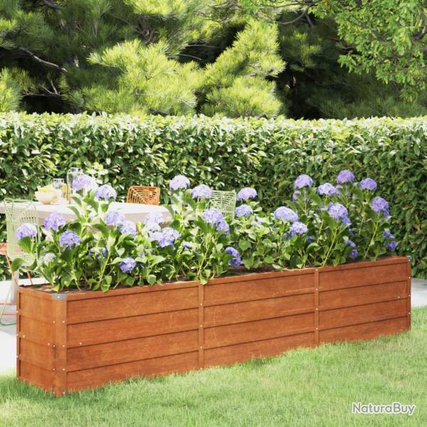 Lit surlev de jardin rouill 240x40x45 cm acier corten alsavelo