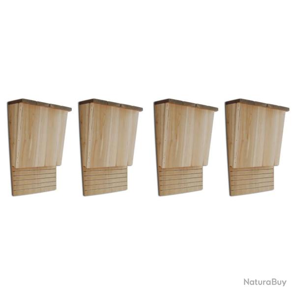Maison pou chauve-souris 4 pcs 22 x 12 x 34 cm Bois alsavelo