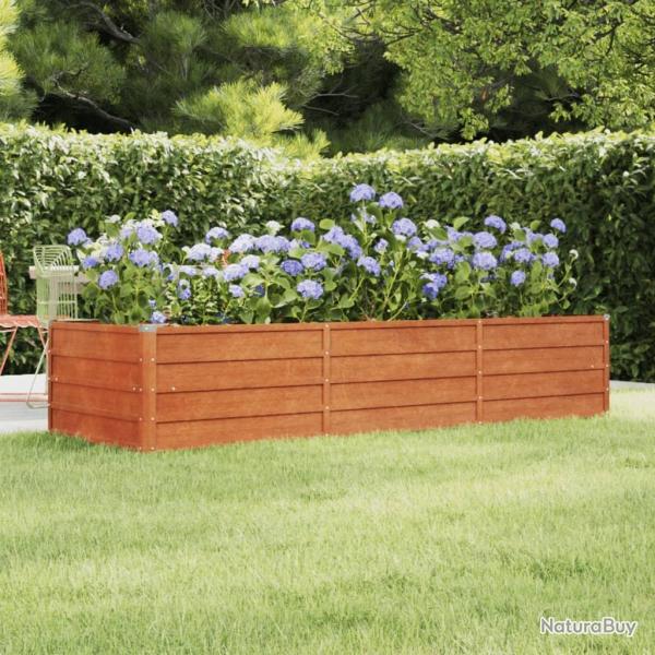 Lit sur�lev� de jardin rouill� 240x80x45 cm acier corten