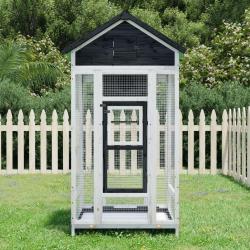 Maison &agrave; oiseaux gris 91,5x53x170 cm bois massif de pin