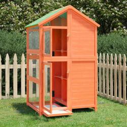 Maison &agrave; oiseaux marron 97x81x152 cm bois massif de pin
