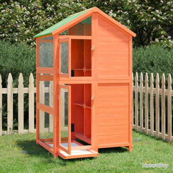 Maison � oiseaux marron 97x81x152 cm bois massif de pin
