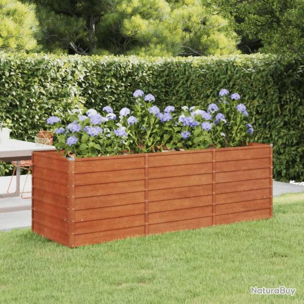 Lit surlev de jardin rouill 240x80x77 cm acier corten alsavelo