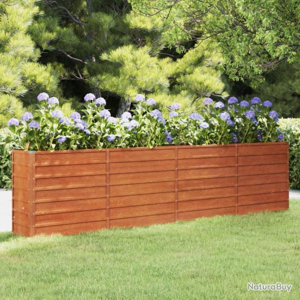 Lit sur�lev� de jardin rouill� 320x40x77 cm acier corten