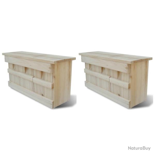 Maisons pour moineau 2 pcs Bois 44 x 15,5 x 21,5 cm
