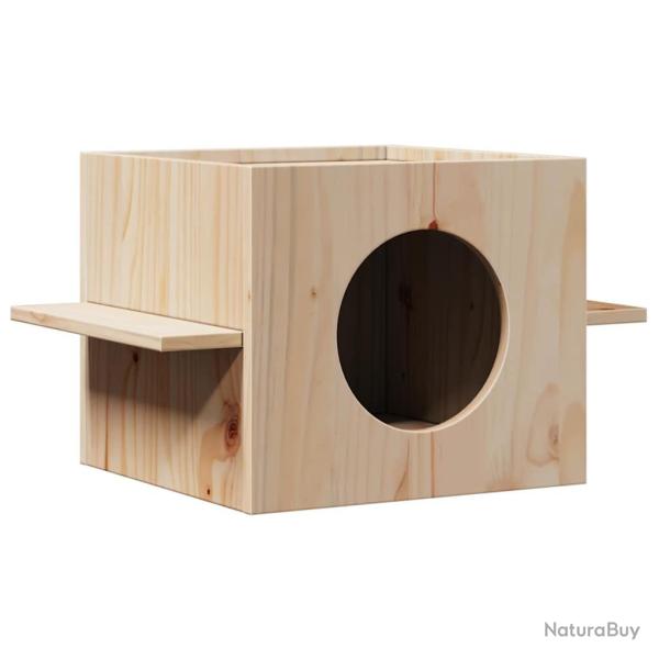 Maison pour chat 51x35x30 cm bois de pin massif alsavelo