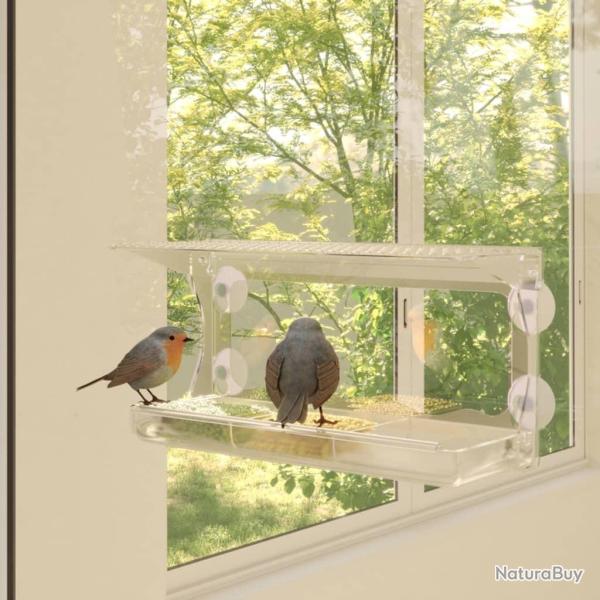 Mangeoires � oiseaux de fen�tre 2 pcs Acrylique 30x12x15 cm