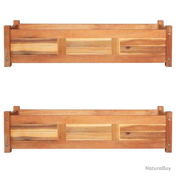 Lits sur�lev�s de jardin 2 pcs Bois d'acacia 100x30x25 cm