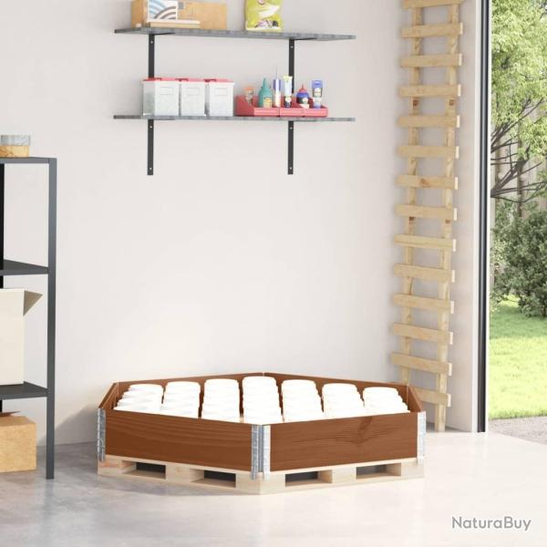 Lit sur�lev� hexagonale marron 160x160 cm bois pin massif alsavelo