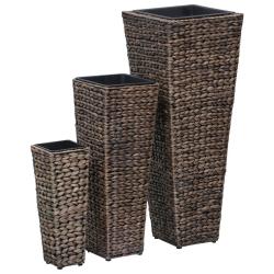 Lits sur&eacute;lev&eacute;s 3 pcs Jacinthe d'eau Marron fonc&eacute;