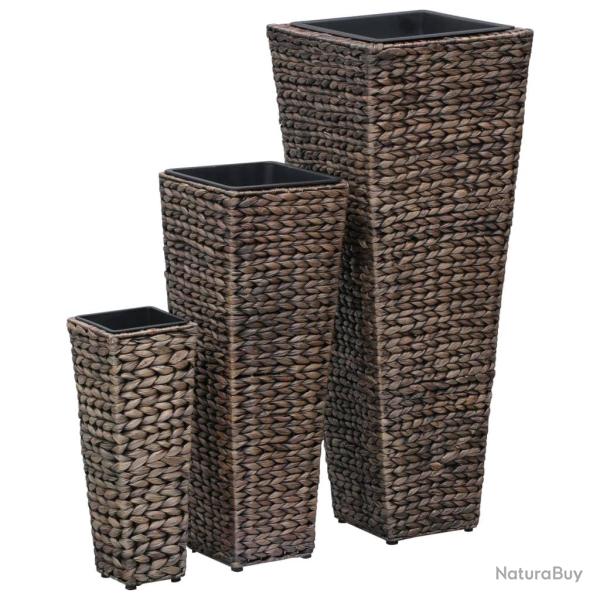 Lits sur�lev�s 3 pcs Jacinthe d'eau Marron fonc�