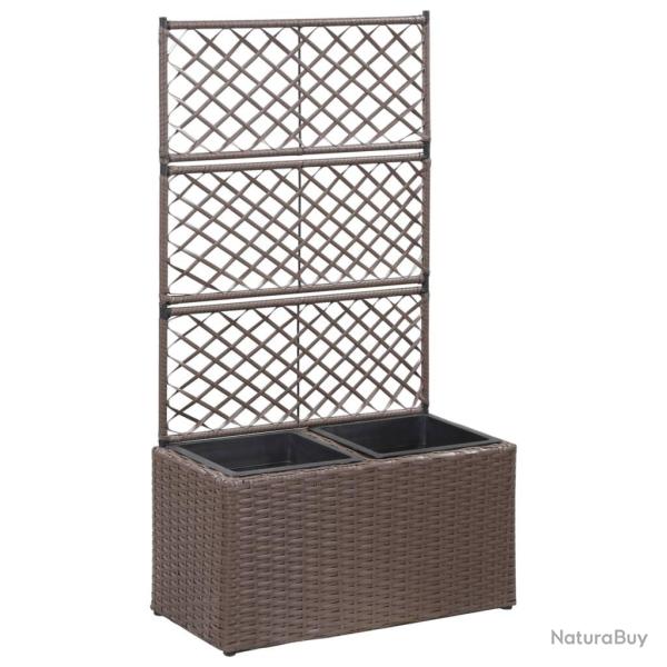 Lit surlev treillis 2 pots 58x30x107cm Rsine tresse Marron alsavelo