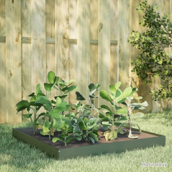 Lit sur�lev� de jardin vert olive 100x100x18,5 cm acier