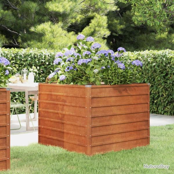Lit sur�lev� de jardin rouill� 100x100x77 cm acier corten