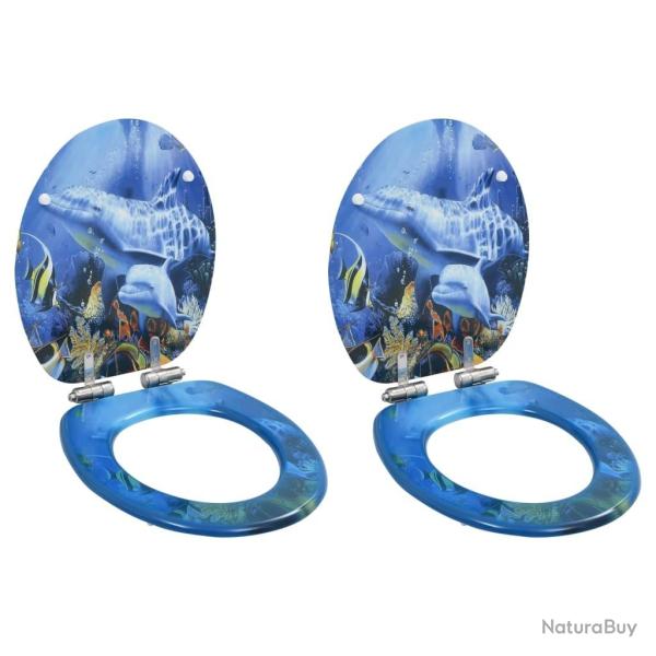 lot de 2 Si�ges WC MDF couvercle � fermeture en douceur Dauphin alsavelo