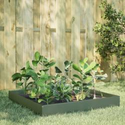 Lit sur&eacute;lev&eacute; de jardin vert olive 100x100x26 cm acier