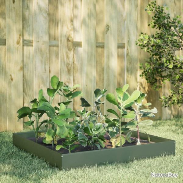 Lit sur�lev� de jardin vert olive 100x100x26 cm acier