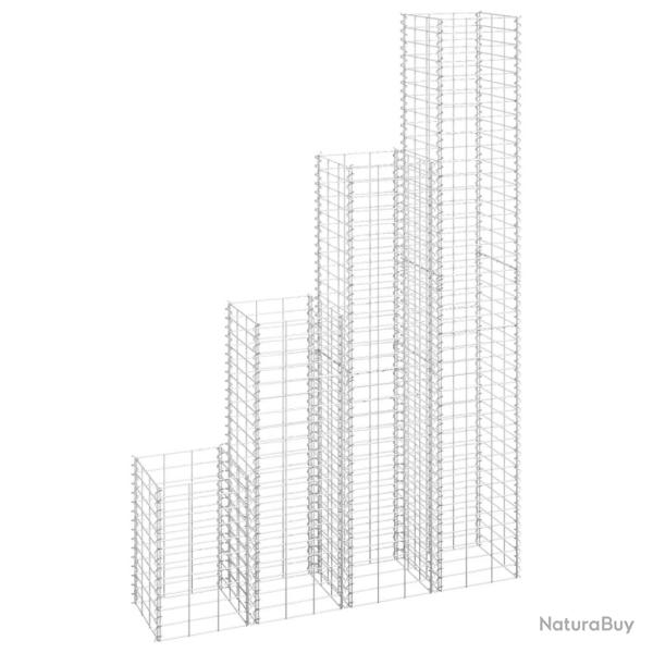 Lits sur�lev�s en gabion 4 pcs 30x30x50/100/150/200 cm Fer alsavelo