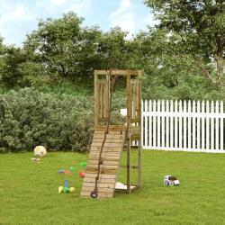 Maisonnette de jeu avec mur d'escalade bois de pin impr&eacute;gn&eacute;