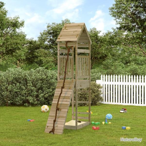 Maisonnette de jeu avec mur d'escalade bois de pin impr�gn�