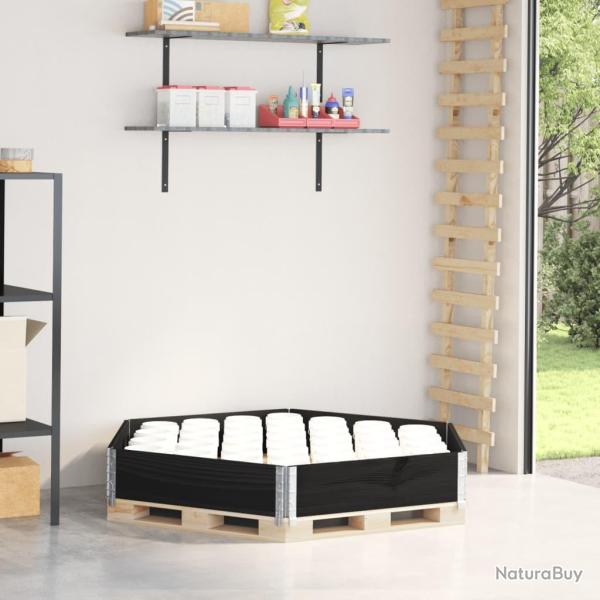 Lit sur�lev� hexagonale noir 160x160 cm bois de pin massif